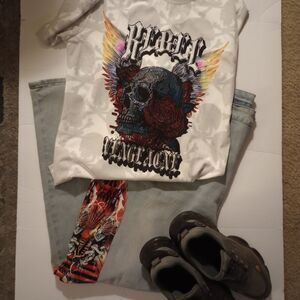 🆕☠️Rebel Vengeance Side Patch Jeans